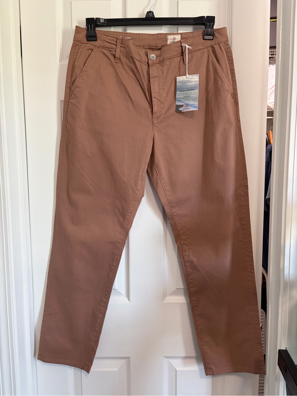 BNWT WOMEN'S AG ADRIANO GOLDSCHMIED CADEN CROP TWILL TROUSER -BROWN- US SIZE 31